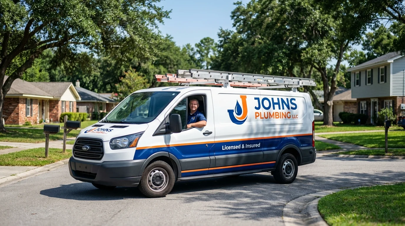 Johns Plumbing LLC service van in Petersburg, IN