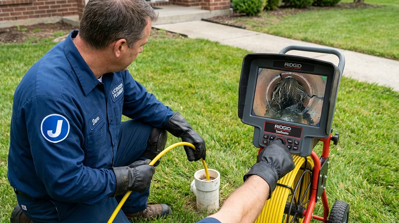 Sewer camera inspection being performed by Johns Plumbing LLC in Petersburg